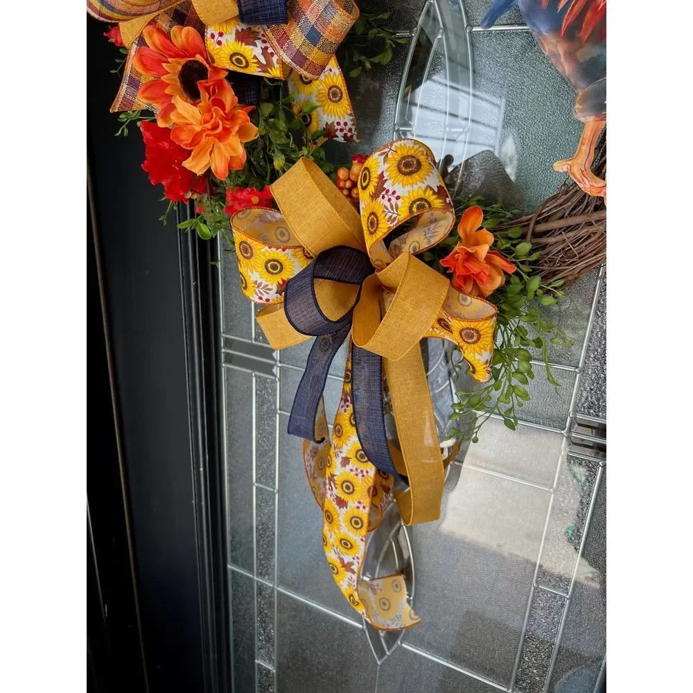Fall Rooster Wreath, Autumn Wreath, Farmhouse Wreath
